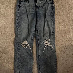 Old Navy Distressed Straight Leg Jeans - Dark Blue